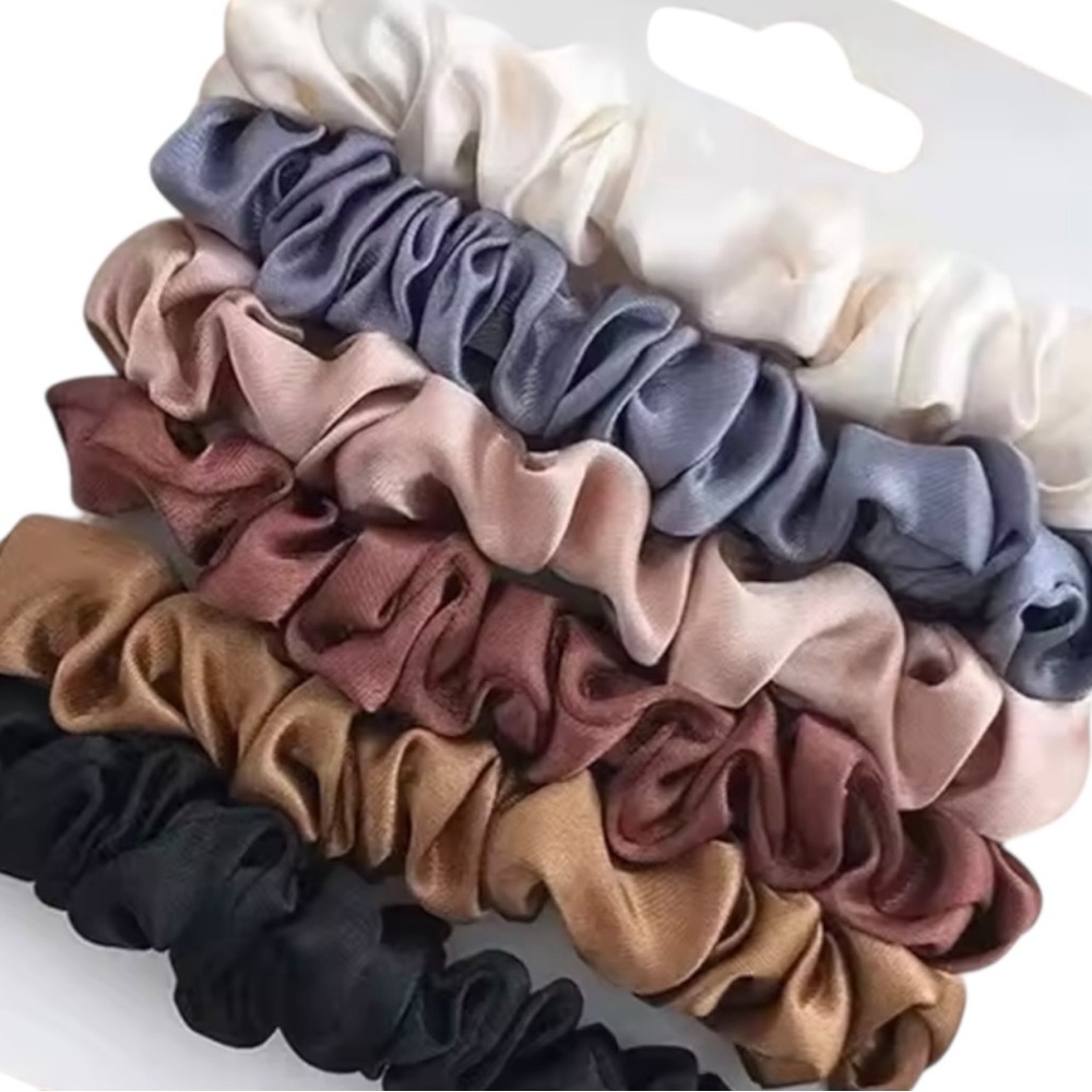 Silky Satin Hair Scrunchie 6-Piece Set Silk-Feel Scrunchies for Women NIP - Picture 3 of 4